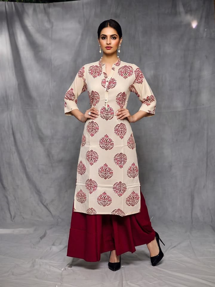 D.Gokuldas NX - Off - White Print Kurti